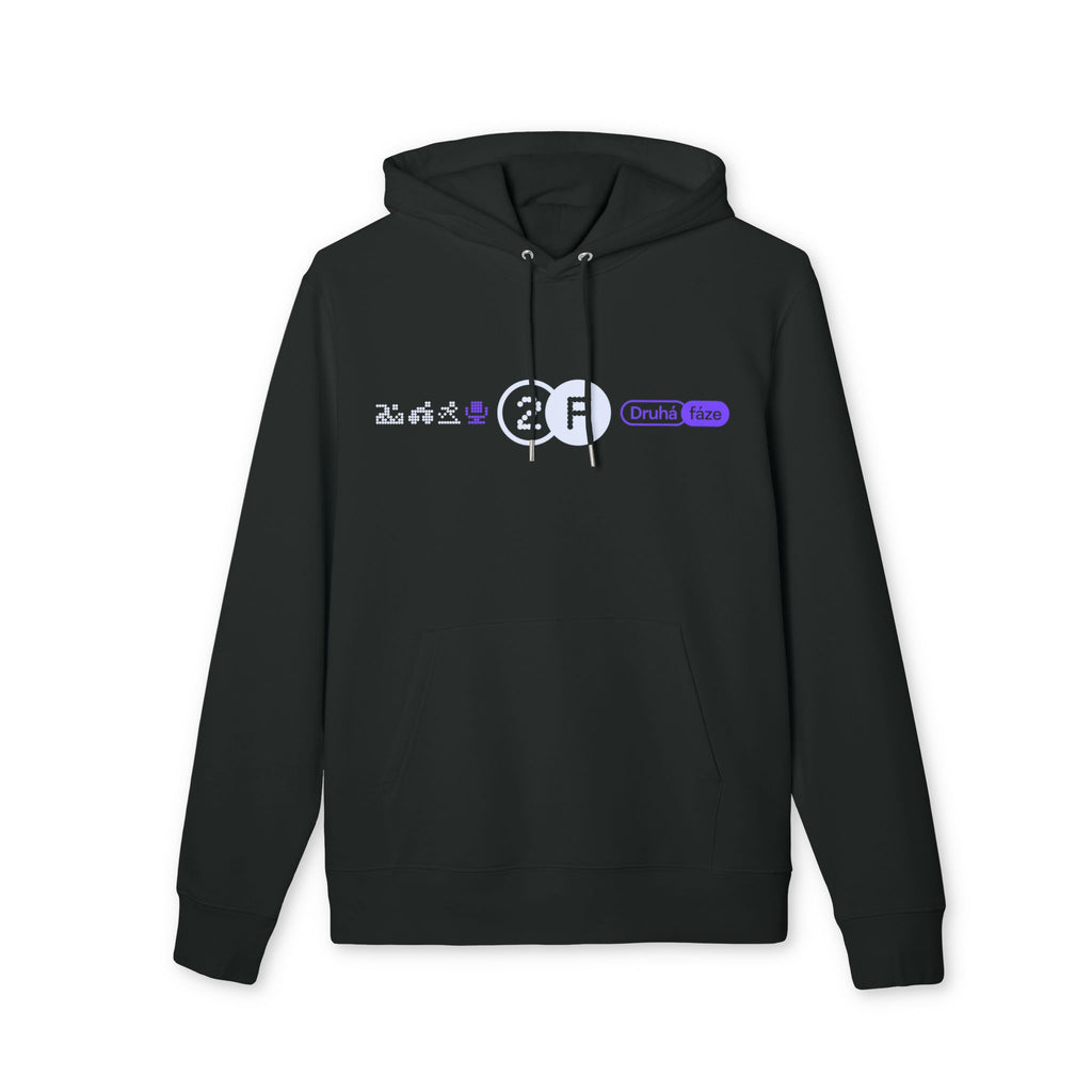 Hoodie Druhá fáze – fialová oversized mikina, čelní pohled